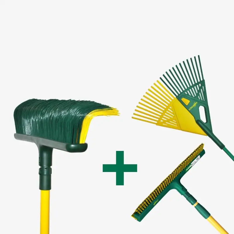 Offre 3 outils de jardin balai râteau raclette Gardirex Offre 3 outils de jardin balai râteau raclette Gardirex