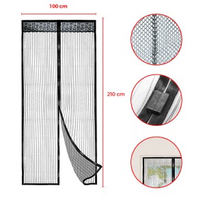 Rideau de porte moustiquaire magnétique, rideaux de porte moustiquaires 90  * 200cm, rideau de protection contre les insectes pour porte de balcon de  salon (noir)