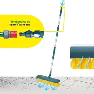 balai brosse avec raccord tuyau d'arrosage